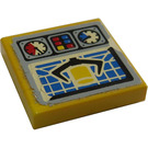 LEGO Gelb Fliese 2 x 2 mit Gauges und Kran Grab Aufkleber mit Nut (3068)