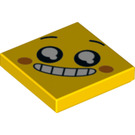 LEGO Yellow Tile 2 x 2 with Grinning Face with Groove (3068 / 57458)