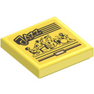 LEGO Gelb Fliese 2 x 2 mit Record Sleeve - ‘JAZZ’ Aufkleber mit Nut