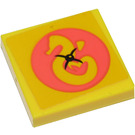LEGO Yellow Tile 2 x 2 with Heartlake Rescue Logo Sticker with Groove (3068)