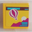 LEGO Yellow Tile 2 x 2 with Hot Air Baloon Sticker with Groove (3068)