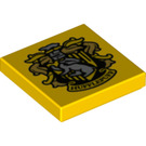 LEGO Yellow Tile 2 x 2 with Hufflepuff Crest with Groove (3068 / 56425)