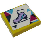 LEGO Yellow Tile 2 x 2 with Ice Skate Sticker with Groove (3068)