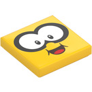 LEGO Amarillo Plana 2 x 2 con Lakitu Happy Cara con Grande Ojos con ranura (3068 / 79528)