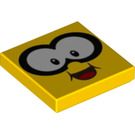 LEGO Geel Tegel 2 x 2 met Lakitu Happy Gezicht met Groot Ogen met groef (3068 / 79528)