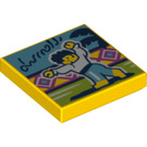 LEGO Yellow Tile 2 x 2 with Latin Dance print with Groove (3068)