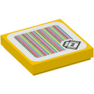 LEGO Jaune Tuile 2 x 2 avec Lava Bulle Scanner Code avec Azure Moyen Lines avec rainure (3068 / 70698)