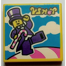 LEGO Yellow Tile 2 x 2 with Minifigure with Purple Suit with Groove (3068)