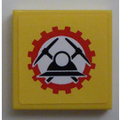 LEGO Yellow Tile 2 x 2 with Mining Logo Sticker with Groove (3068)