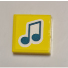 LEGO Yellow Tile 2 x 2 with Music Note Sticker with Groove (3068)