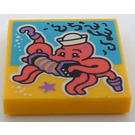 LEGO Yellow Tile 2 x 2 with Octopus with Groove (3068)