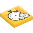 LEGO Yellow Tile 2 x 2 with Stopwatch and Coins with Groove (3068 / 80494)