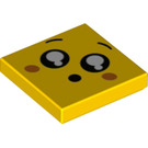 LEGO Yellow Tile 2 x 2 with Surprised Face with Groove (3068 / 65687)