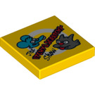 LEGO Gelb Fliese 2 x 2 mit The Itchy und Scratchy Show mit Nut (3068 / 23884)