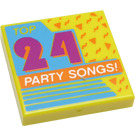 LEGO Gelb Fliese 2 x 2 mit 'oben 24 Party Songs' mit Nut (3068 / 37569)