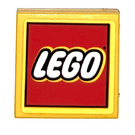 LEGO Gelb Fliese 2 x 2 mit Gelb Framed Lego Logo Aufkleber mit Nut (3068)