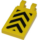 LEGO Yellow Tile 2 x 3 with Horizontal Clips with Black and Yellow Danger Stripes ('U' Clips) (30350)