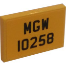LEGO Yellow Tile 2 x 3 with License Plate MGW 10258 Sticker (26603)