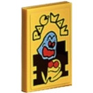 LEGO Geel Tegel 2 x 3 met 'PAC-MAN' logo en PAC-MAN en Ghost (Inky) Sticker (26603)