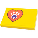 LEGO Jaune Tuile 2 x 3 avec Pawprint et Doghouse dans Orange Cœur (Model Droite) Autocollant (26603)