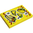 LEGO Yellow Tile 2 x 3 with Tortilla, Tacos, Numbers Sticker (26603)