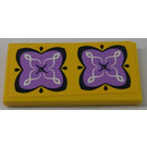 LEGO Yellow Tile 2 x 4 with 2 Lavender Cushions Sticker (87079)