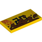 LEGO Yellow Tile 2 x 4 with 95 and mud splatter left (33672 / 87079)