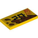 LEGO Yellow Tile 2 x 4 with 95 and mud splatter right (33665 / 87079)