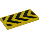 LEGO Yellow Tile 2 x 4 with Black and Yellow Chevrons Sticker (87079)