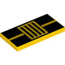 LEGO Yellow Tile 2 x 4 with Black and yellow stripes (31911 / 87079)