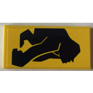 LEGO Yellow Tile 2 x 4 with Black Gorilla, Right Arm at Front Sticker (87079)