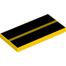 LEGO Gelb Fliese 2 x 4 mit Schwarz Streifen (31915 / 87079)