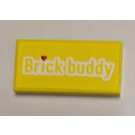 LEGO Yellow Tile 2 x 4 with 'Brick Buddy' Sticker (87079)