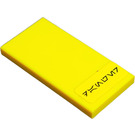 LEGO Yellow Tile 2 x 4 with "DANGER" Written in Black Aurebesh Sticker (87079)