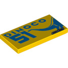 LEGO Geel Tegel 2 x 4 met 'DINOCO 51' Aan Links en Dinosaurus (34360 / 87079)