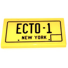 LEGO Gelb Fliese 2 x 4 mit ECTO-1 New York License Platte  Aufkleber (87079)