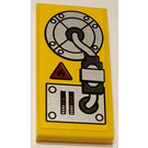 LEGO Geel Tegel 2 x 4 met Brand Danger Sign en Mechanisch Sticker (87079)