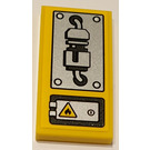LEGO Geel Tegel 2 x 4 met Brand Danger Sign, Hatch en Mechanisch Sticker (87079)