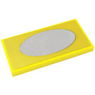 LEGO Yellow Tile 2 x 4 with Framed Oval Mirror Sticker (87079)