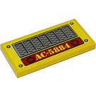 LEGO Yellow Tile 2 x 4 with Grille, 'AC-5884' Sticker (87079)