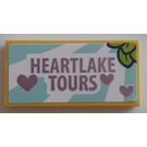 LEGO Yellow Tile 2 x 4 with Heartlake Tours Hearts and Leaves Sticker (87079)