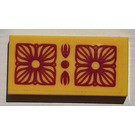 LEGO Yellow Tile 2 x 4 with Magenta Flowers Sticker