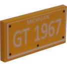 LEGO Gelb Fliese 2 x 4 mit Michigan GT 1967 License Platte Aufkleber (87079)