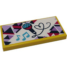 LEGO Yellow Tile 2 x 4 with Microphone and Musical Notes Sticker (87079)