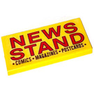 LEGO Geel Tegel 2 x 4 met NEWS STAND COMICS MAGAZINES POSTCARDS Sticker (87079)