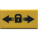 LEGO Yellow Tile 2 x 4 with Padlock and Arrows Sticker (87079)