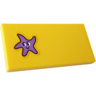 LEGO Yellow Tile 2 x 4 with Purple Starfish Sticker (87079)
