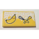 LEGO Yellow Tile 2 x 4 with Spatula, Whisk and Banana Sticker (87079)
