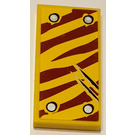 LEGO Gelb Fliese 2 x 4 mit Tiger Streifen, 2 kurze Scratches (Links) Aufkleber (87079)
