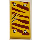 LEGO Gelb Fliese 2 x 4 mit Tiger Streifen, 3 kurze Scratches (Recht) Aufkleber (87079)